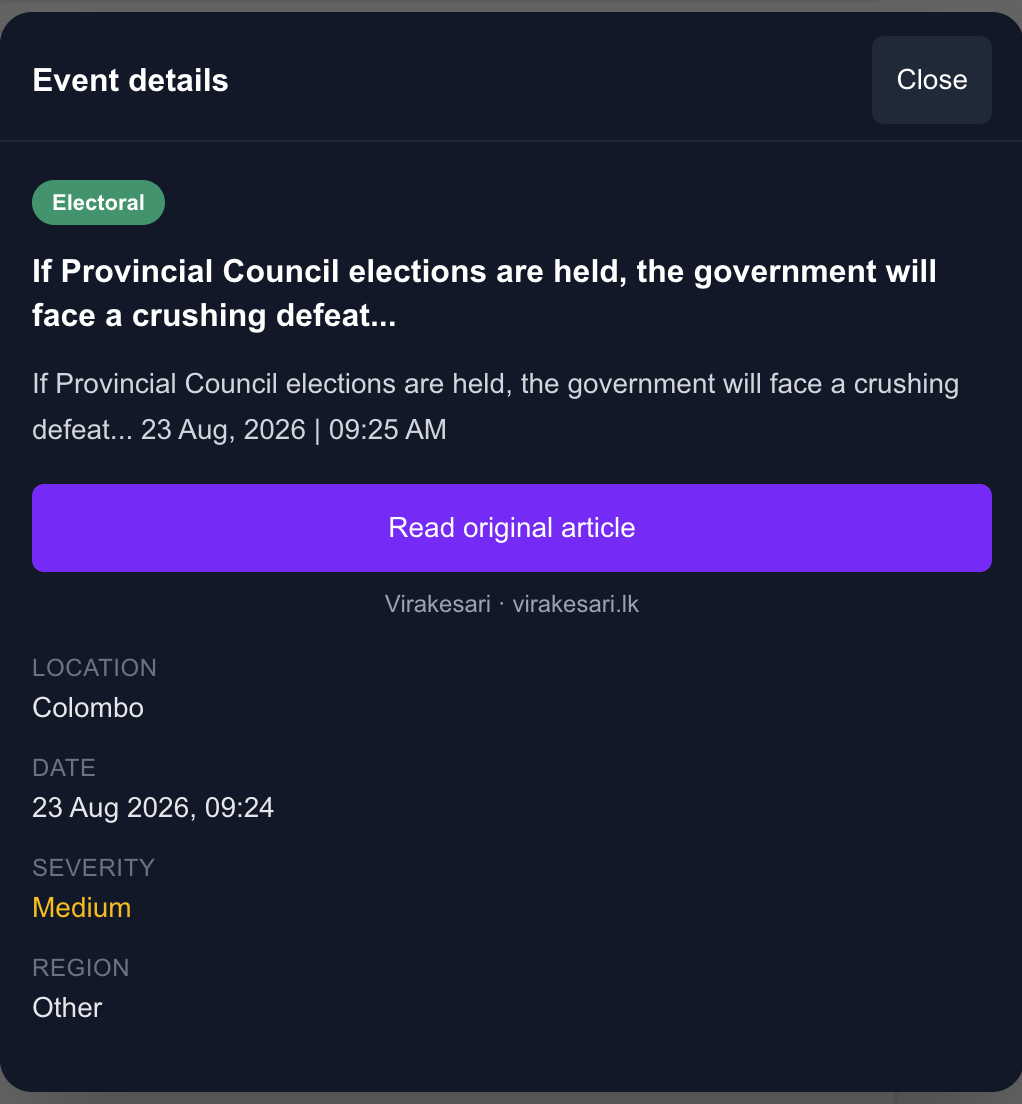 An event's detail view, with its translated briefing.